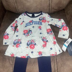 Tommy Hilfiger Kids Floral Long Sleeve Tee - Gray and Red